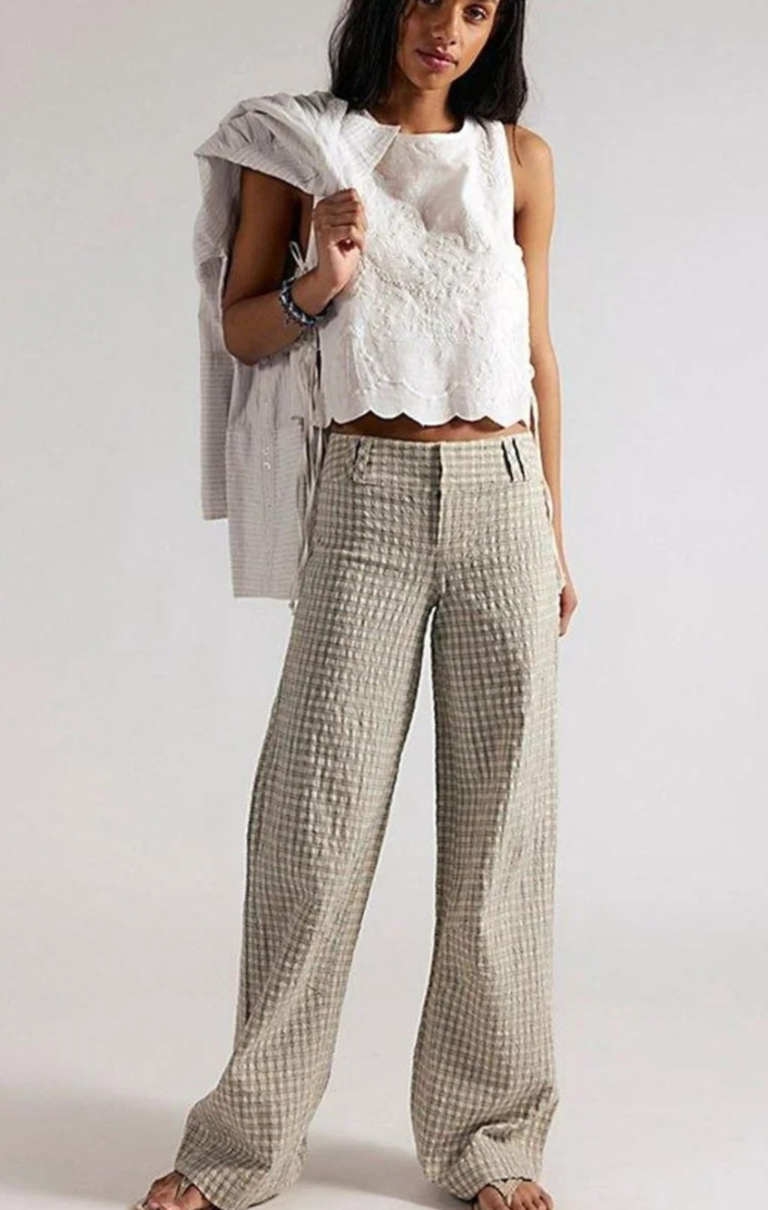 Free People Women's Time Flies Low-Rise Clean Trousers Pants Y2K Size 10 A011124